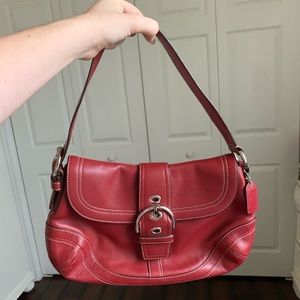 Red Leather Coach Shoulder Bag!